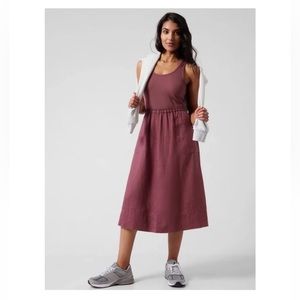 Athleta Linen Baja midi dress NWT